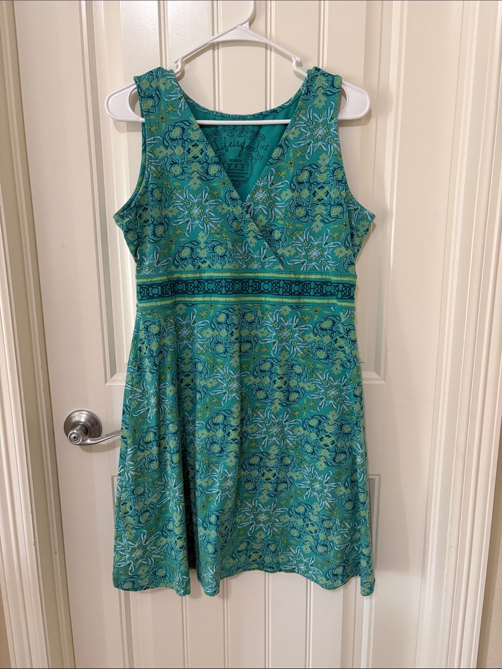 Life‎ Is Good Green Teal Floral Sleeveless Dress